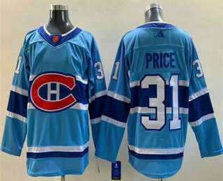 Mens Montreal Canadiens #31 Carey Price Blue 2022 Reverse Retro Stitched Jersey